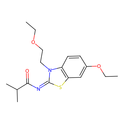 (Z)-N-(6-ethoxy-3-(2-ethoxyethyl)benzo[d]thiazol-2(3H)-ylidene)isobutyramide structure