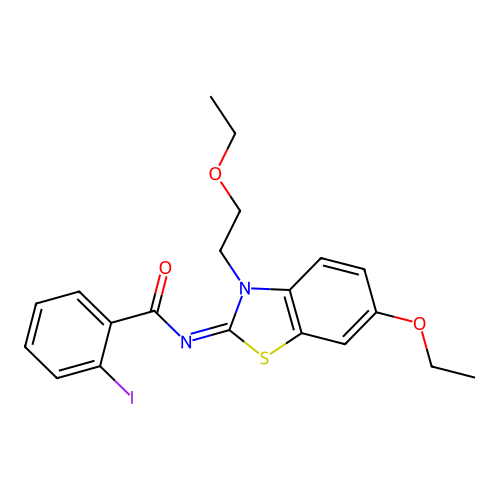 (Z)-N-(6-ethoxy-3-(2-ethoxyethyl)benzo[d]thiazol-2(3H)-ylidene)-2-iodobenzamide structure