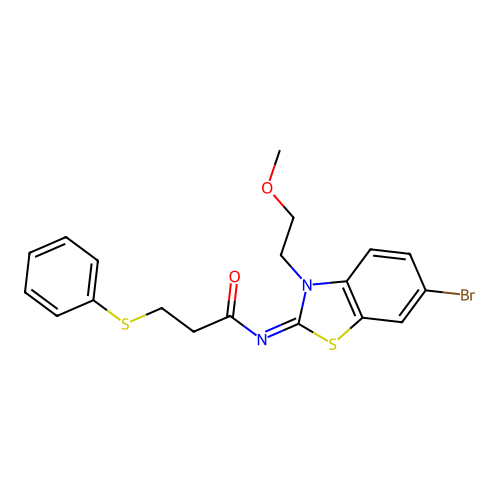 (Z)-N-(6-bromo-3-(2-methoxyethyl)benzo[d]thiazol-2(3H)-ylidene)-3-(phenylthio)propanamide structure