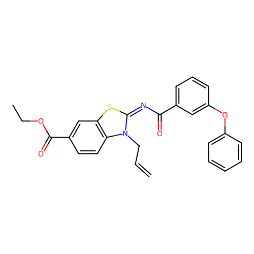 Ethyl 2-(3-phenoxybenzoyl)imino-3-prop-2-enyl-1,3-benzothiazole-6-carboxylate structure