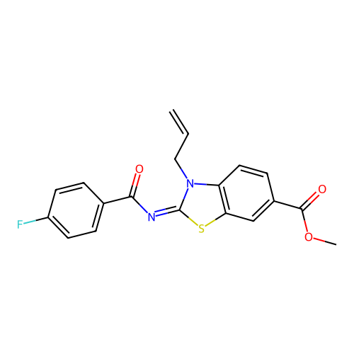 Methyl 2-(4-fluorobenzoyl)imino-3-prop-2-enyl-1,3-benzothiazole-6-carboxylate structure