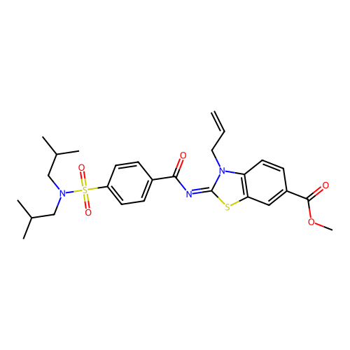 (Z)-methyl 3-allyl-2-((4-(N,N-diisobutylsulfamoyl)benzoyl)imino)-2,3-dihydrobenzo[d]thiazole-6-carboxylate structure