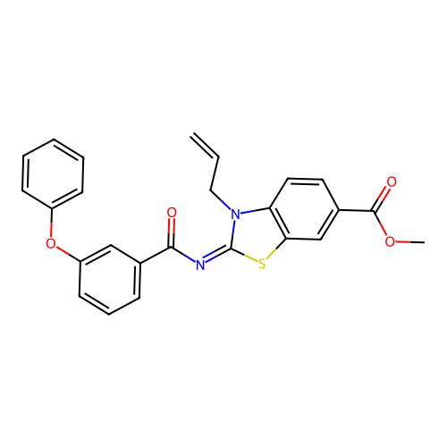 Methyl 2-(3-phenoxybenzoyl)imino-3-prop-2-enyl-1,3-benzothiazole-6-carboxylate structure