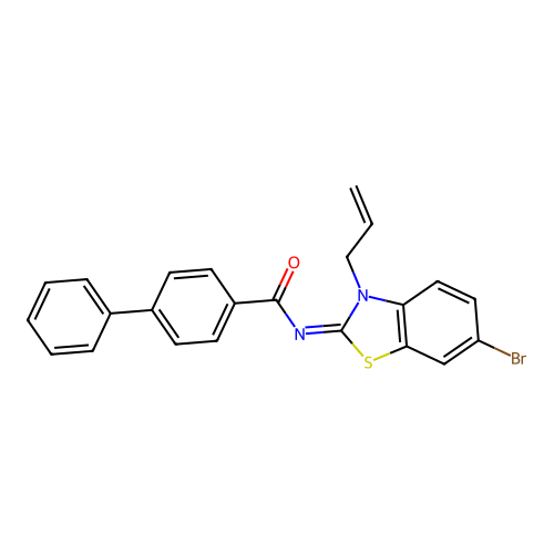 N-(6-bromo-3-prop-2-enyl-1,3-benzothiazol-2-ylidene)-4-phenylbenzamide structure