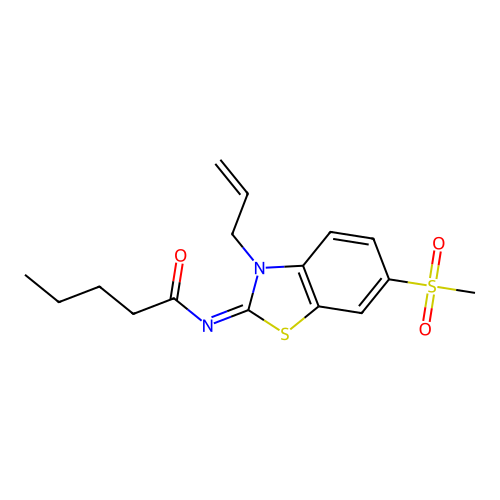 (Z)-N-(3-allyl-6-(methylsulfonyl)benzo[d]thiazol-2(3H)-ylidene)pentanamide structure