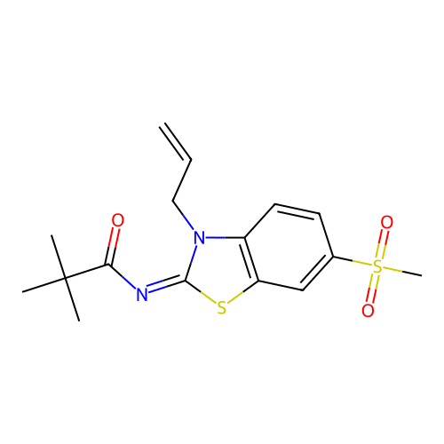 (Z)-N-(3-allyl-6-(methylsulfonyl)benzo[d]thiazol-2(3H)-ylidene)pivalamide structure