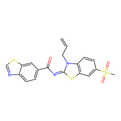 (Z)-N-(3-allyl-6-(methylsulfonyl)benzo[d]thiazol-2(3H)-ylidene)benzo[d]thiazole-6-carboxamide structure