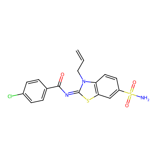 (Z)-N-(3-allyl-6-sulfamoylbenzo[d]thiazol-2(3H)-ylidene)-4-chlorobenzamide structure