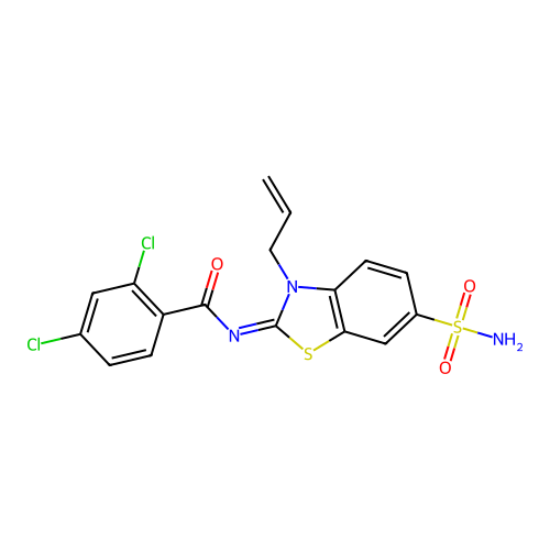 (Z)-N-(3-allyl-6-sulfamoylbenzo[d]thiazol-2(3H)-ylidene)-2,4-dichlorobenzamide structure