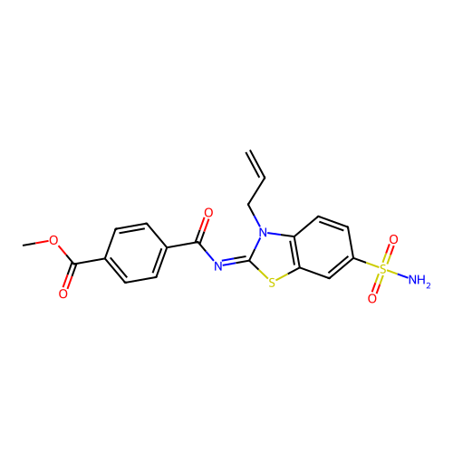 (Z)-methyl 4-((3-allyl-6-sulfamoylbenzo[d]thiazol-2(3H)-ylidene)carbamoyl)benzoate structure