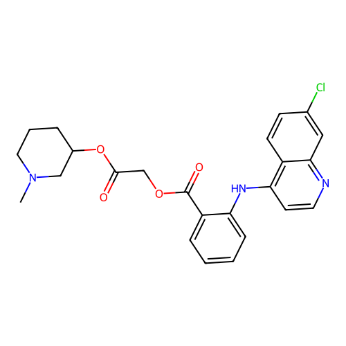 N-Methyl-3-piperidyl N-(7-chloro-4-quinolyl)anthraniloyloxyacetate structure