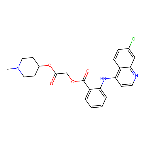 N-Methyl-4-piperidyl N-(7-chloro-4-quinolyl)anthraniloyloxyacetate structure