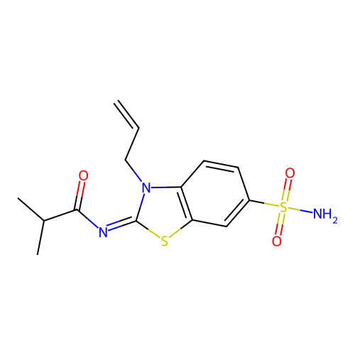 (Z)-N-(3-allyl-6-sulfamoylbenzo[d]thiazol-2(3H)-ylidene)isobutyramide structure