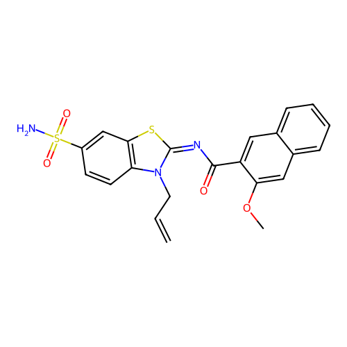(Z)-N-(3-allyl-6-sulfamoylbenzo[d]thiazol-2(3H)-ylidene)-3-methoxy-2-naphthamide structure