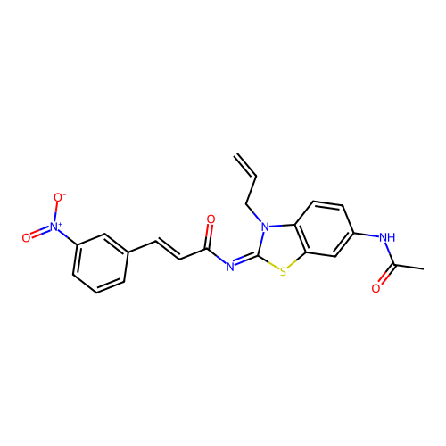 (2E,NZ)-N-(6-acetamido-3-allylbenzo[d]thiazol-2(3H)-ylidene)-3-(3-nitrophenyl)acrylamide structure