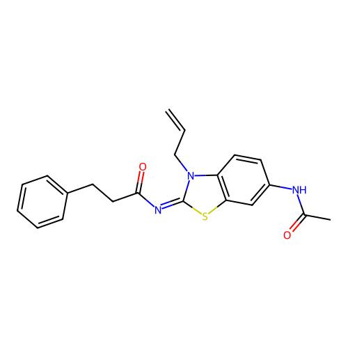(Z)-N-(6-acetamido-3-allylbenzo[d]thiazol-2(3H)-ylidene)-3-phenylpropanamide structure
