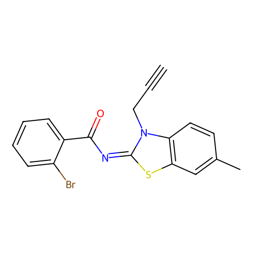 2-bromo-N-(6-methyl-3-prop-2-ynyl-1,3-benzothiazol-2-ylidene)benzamide structure