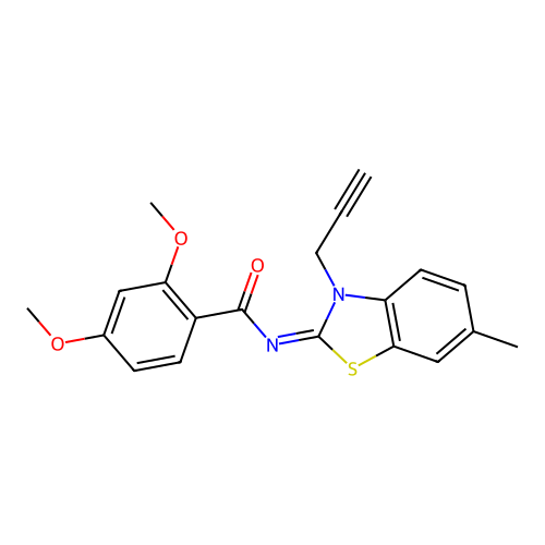 2,4-dimethoxy-N-(6-methyl-3-prop-2-ynyl-1,3-benzothiazol-2-ylidene)benzamide structure