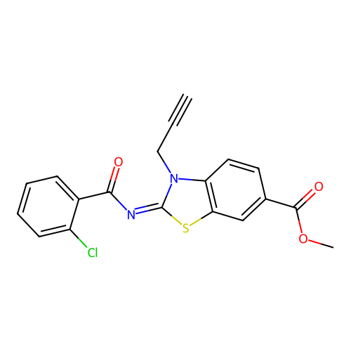 (Z)-methyl 2-((2-chlorobenzoyl)imino)-3-(prop-2-yn-1-yl)-2,3-dihydrobenzo[d]thiazole-6-carboxylate structure
