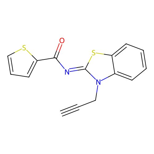 N-(3-prop-2-ynyl-1,3-benzothiazol-2-ylidene)thiophene-2-carboxamide structure