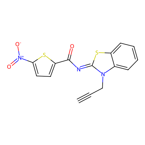 5-nitro-N-(3-prop-2-ynyl-1,3-benzothiazol-2-ylidene)thiophene-2-carboxamide structure