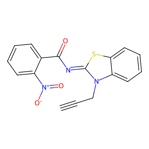 (Z)-2-nitro-N-(3-(prop-2-yn-1-yl)benzo[d]thiazol-2(3H)-ylidene)benzamide structure