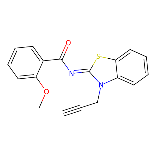 2-methoxy-N-(3-prop-2-ynyl-1,3-benzothiazol-2-ylidene)benzamide structure