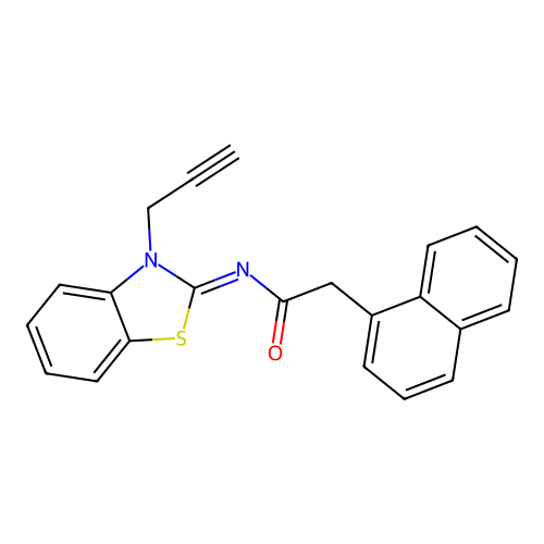 2-naphthalen-1-yl-N-(3-prop-2-ynyl-1,3-benzothiazol-2-ylidene)acetamide structure