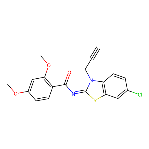 N-(6-chloro-3-prop-2-ynyl-1,3-benzothiazol-2-ylidene)-2,4-dimethoxybenzamide structure