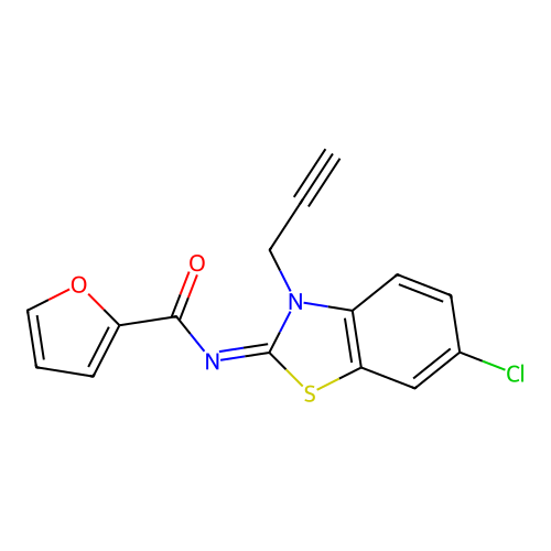 (Z)-N-(6-chloro-3-(prop-2-yn-1-yl)benzo[d]thiazol-2(3H)-ylidene)furan-2-carboxamide structure