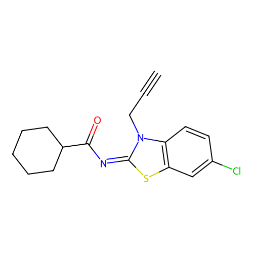 (Z)-N-(6-chloro-3-(prop-2-yn-1-yl)benzo[d]thiazol-2(3H)-ylidene)cyclohexanecarboxamide structure