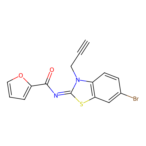 N-(6-bromo-3-prop-2-ynyl-1,3-benzothiazol-2-ylidene)furan-2-carboxamide structure