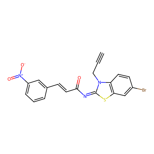 (2E,NZ)-N-(6-bromo-3-(prop-2-yn-1-yl)benzo[d]thiazol-2(3H)-ylidene)-3-(3-nitrophenyl)acrylamide structure
