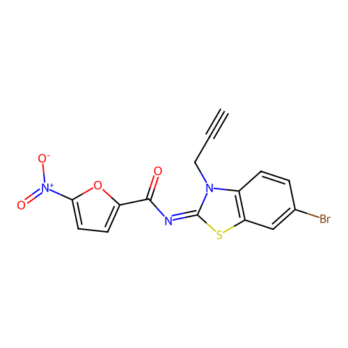 (Z)-N-(6-bromo-3-(prop-2-yn-1-yl)benzo[d]thiazol-2(3H)-ylidene)-5-nitrofuran-2-carboxamide structure