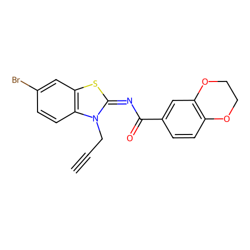 (Z)-N-(6-bromo-3-(prop-2-yn-1-yl)benzo[d]thiazol-2(3H)-ylidene)-2,3-dihydrobenzo[b][1,4]dioxine-6-carboxamide structure
