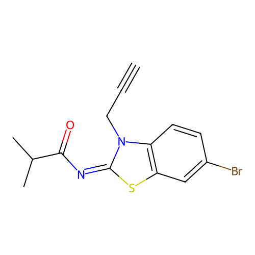 (Z)-N-(6-bromo-3-(prop-2-yn-1-yl)benzo[d]thiazol-2(3H)-ylidene)isobutyramide structure