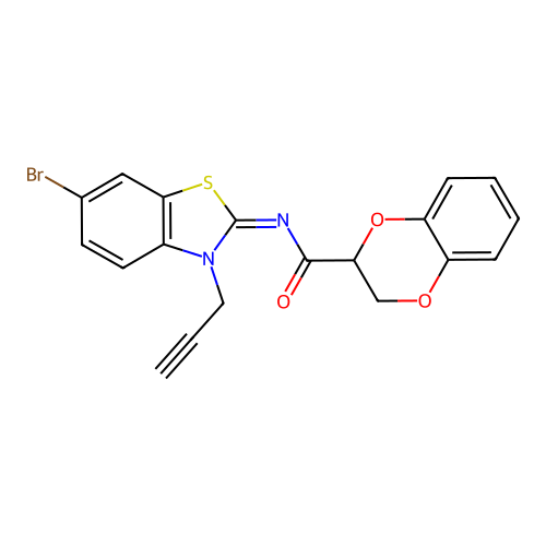 (Z)-N-(6-bromo-3-(prop-2-yn-1-yl)benzo[d]thiazol-2(3H)-ylidene)-2,3-dihydrobenzo[b][1,4]dioxine-2-carboxamide structure