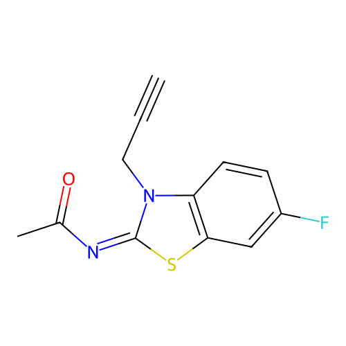 (Z)-N-(6-fluoro-3-(prop-2-yn-1-yl)benzo[d]thiazol-2(3H)-ylidene)acetamide structure