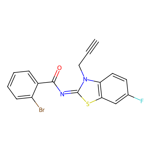 (Z)-2-bromo-N-(6-fluoro-3-(prop-2-yn-1-yl)benzo[d]thiazol-2(3H)-ylidene)benzamide structure