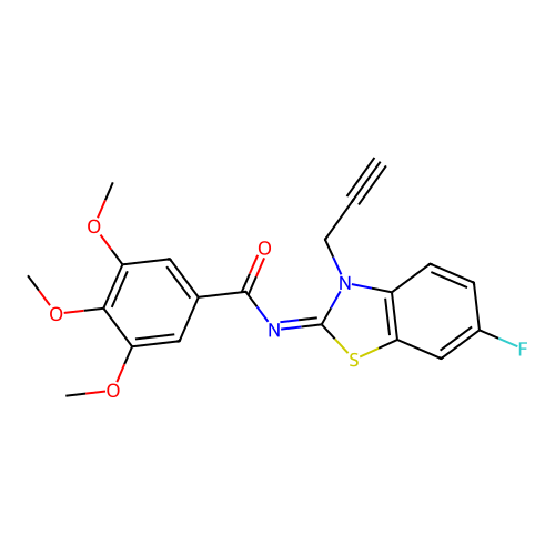 N-(6-fluoro-3-prop-2-ynyl-1,3-benzothiazol-2-ylidene)-3,4,5-trimethoxybenzamide structure