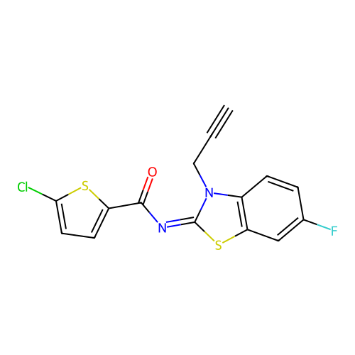 (Z)-5-chloro-N-(6-fluoro-3-(prop-2-yn-1-yl)benzo[d]thiazol-2(3H)-ylidene)thiophene-2-carboxamide structure