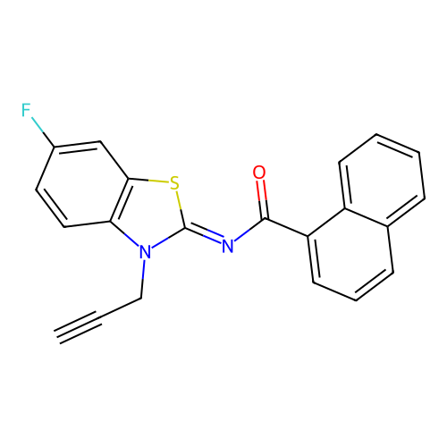 (Z)-N-(6-fluoro-3-(prop-2-yn-1-yl)benzo[d]thiazol-2(3H)-ylidene)-1-naphthamide structure