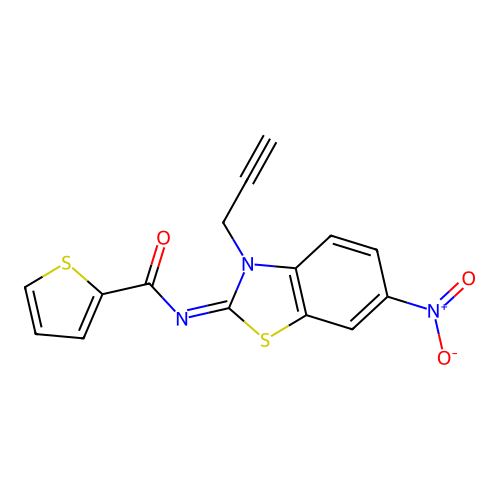 (Z)-N-(6-nitro-3-(prop-2-yn-1-yl)benzo[d]thiazol-2(3H)-ylidene)thiophene-2-carboxamide structure