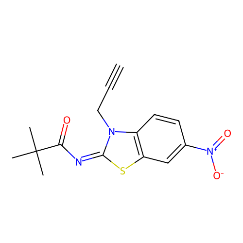 (Z)-N-(6-nitro-3-(prop-2-yn-1-yl)benzo[d]thiazol-2(3H)-ylidene)pivalamide structure