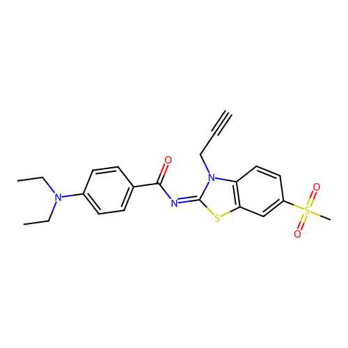 4-(diethylamino)-N-(6-methylsulfonyl-3-prop-2-ynyl-1,3-benzothiazol-2-ylidene)benzamide structure