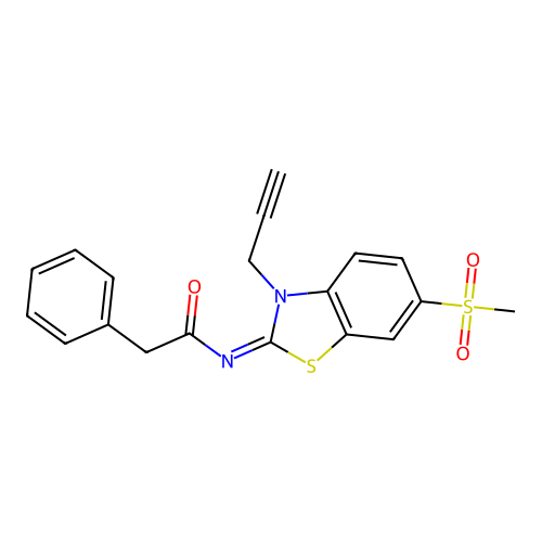 (Z)-N-(6-(methylsulfonyl)-3-(prop-2-yn-1-yl)benzo[d]thiazol-2(3H)-ylidene)-2-phenylacetamide structure