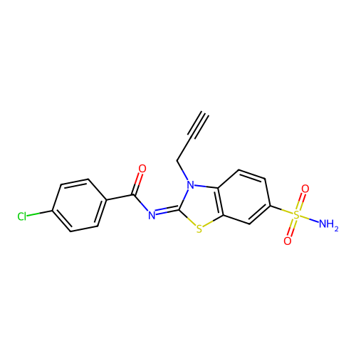 (Z)-4-chloro-N-(3-(prop-2-yn-1-yl)-6-sulfamoylbenzo[d]thiazol-2(3H)-ylidene)benzamide structure