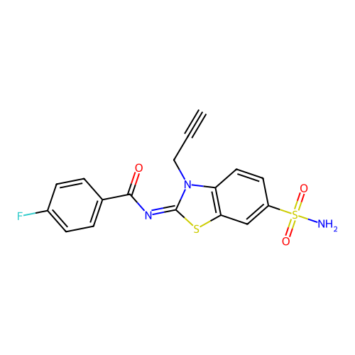 (Z)-4-fluoro-N-(3-(prop-2-yn-1-yl)-6-sulfamoylbenzo[d]thiazol-2(3H)-ylidene)benzamide structure