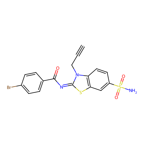 (Z)-4-bromo-N-(3-(prop-2-yn-1-yl)-6-sulfamoylbenzo[d]thiazol-2(3H)-ylidene)benzamide structure