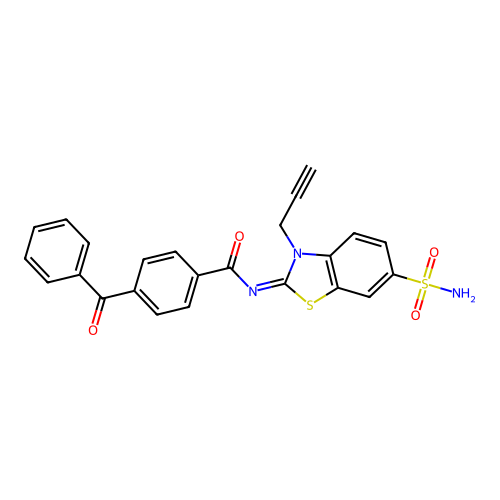 4-benzoyl-N-(3-prop-2-ynyl-6-sulfamoyl-1,3-benzothiazol-2-ylidene)benzamide structure